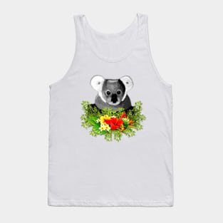 Cute Koala with Flowers and Butterfly Tank Top